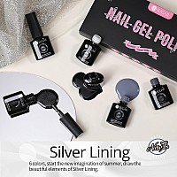 Ur Sugar Black White Gel Nail Polish Set 6 Colors Black White Grey Gel Polish Black Glitter Sliver Glitter Nail Polish Set For