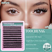 Fluffy Lash Clusters Wispy D Curl Eyelash Clusters 220Pcs Diy 80D Individual Lashes Cluster Eyelash Extensions 1016Mm Natural C