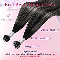 Moresoo Nano Ring Hair Extensions Human Hair Black To Silver Balayage Nano Hair Extensions Human Hair Ombre Grey Nano Bead Hair