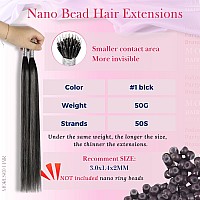 Moresoo Nano Ring Hair Extensions Human Hair Black To Silver Balayage Nano Hair Extensions Human Hair Ombre Grey Nano Bead Hair