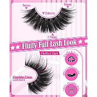 Yawamica False Lashes Fluffy Eyelashes Wispy Full Volume Mink Lashes False Eyelashes 17Mm Long Fake Lashes C Curl Lashes 10 Pair