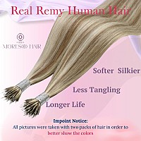 Moresoo Nano Ring Hair Extensions Human Hair Light Brown To Platinum Blonde Highlight Nano Bead Hair Extensions Human Hair Nano