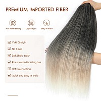 Difunee Prestretched Braiding Hair 30 Inch 8 Packs Ombre Blonde 3 Tones Braiding Hair For Twist Or Box Braids Yaki Texture H