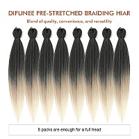 Difunee Prestretched Braiding Hair 30 Inch 8 Packs Ombre Blonde 3 Tones Braiding Hair For Twist Or Box Braids Yaki Texture H