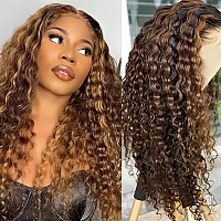 Momaksa Honey Blonde Ombre Lace Front Wig Human Hair Pre Plucked 13X6 Hd Transparent 427 Highlight With Baby Hair 200 Density