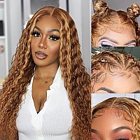 Momaksa Honey Blonde Ombre Lace Front Wig Human Hair Pre Plucked 13X6 Hd Transparent 427 Highlight With Baby Hair 200 Density