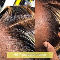 Momaksa Honey Blonde Ombre Lace Front Wig Human Hair Pre Plucked 13X6 Hd Transparent 427 Highlight With Baby Hair 200 Density