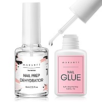 Makartt Nail Glue And Nail Dehydraor Set 7Ml Brush On Nail Glue For Press On Nails And Fake Nails 10Ml Acid Free Nail Prep Deh