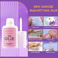 Makartt Nail Glue And Nail Dehydraor Set 7Ml Brush On Nail Glue For Press On Nails And Fake Nails 10Ml Acid Free Nail Prep Deh