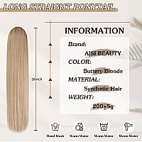 Aisi Beauty 28 Straight Ponytail Extension Drawstring Ponytail Extension Natural Soft Pony Tails Hair Extensions Clip In Ponyt