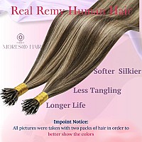 Moresoo Nano Tip Hair Extensions Human 16 Inch Nano Hair Extensions Dark Brown And Caramel Blonde Nano Bead Hair Extensions Huma