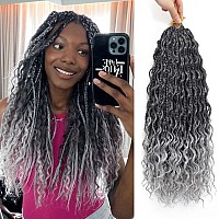 Liyate Grey Goddess Box Braids Crochet Hair 18 Inch 7 Packs Pre Looped Boho Crochet Braids With Curly Ends Red Crochet Braiding