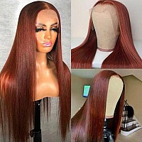 250 Density Upgraded Tiny Knots Reddish Brown 33 Hd Lace Front Wigs Human Hair Colored 22Inch Real Full Large Lace Space 13X4 S