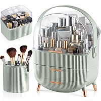 Canitoron Makeup Organizerskincare Organizer With 2 Drawers And Brush Storage Boxlipstick Holdercosmetic Display Case For Van