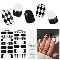 Dukasou Semi Cured Gel Nail Strips 28 Pcs Gel Nail Strips Work With Any Uv Lamp Long Lasting Gel Nail Stickers Full Nail Wraps