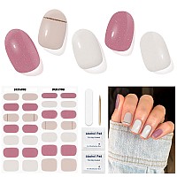 Dukasou Semi Cured Gel Nail Strips 28 Pcs Gel Nail Strips Work With Any Uv Lamp Long Lasting Gel Nail Stickers Full Nail Wraps