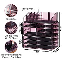 Cq Acrylic Purple Bathroom Organizer For Vanity Large Stackable Organizer Makeup With 8 Acrylic Drawers For Bathroom Dresser