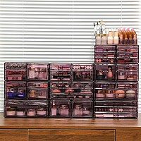 Cq Acrylic Purple Bathroom Organizer For Vanity Large Stackable Organizer Makeup With 8 Acrylic Drawers For Bathroom Dresser