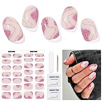 Dukasou Semi Cured Gel Nail Strips 28 Pcs Gel Nail Strips Work With Any Uv Lamp Long Lasting Gel Nail Stickers Full Nail Wraps