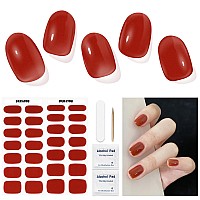 Dukasou Semi Cured Gel Nail Strips 28 Pcs Gel Nail Strips Work With Any Uv Lamp Long Lasting Gel Nail Stickers Full Nail Wraps