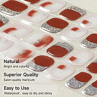 Dukasou Semi Cured Gel Nail Strips 28 Pcs Gel Nail Strips Work With Any Uv Lamp Long Lasting Gel Nail Stickers Full Nail Wraps