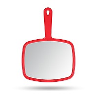 Gladmart Hand Mirror Salon Barber Hairdressing Handheld Mirror With Handle Square Red 74 X 103 Inches