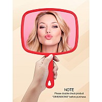 Gladmart Hand Mirror Salon Barber Hairdressing Handheld Mirror With Handle Square Red 74 X 103 Inches