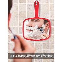 Gladmart Hand Mirror Salon Barber Hairdressing Handheld Mirror With Handle Square Red 74 X 103 Inches