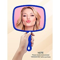 Gladmart Hand Mirror Salon Barber Hairdressing Handheld Mirror With Handle Square Blue 74 X 103 Inches