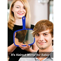 Gladmart Hand Mirror Salon Barber Hairdressing Handheld Mirror With Handle Square Blue 74 X 103 Inches