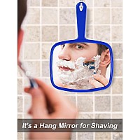 Gladmart Hand Mirror Salon Barber Hairdressing Handheld Mirror With Handle Square Blue 74 X 103 Inches