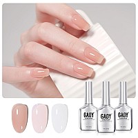 Gaoy Gel Nail Polish Kit 3 Colors 16Ml Jelly Pink Nude Milky White Sheer Soak Off Uv Gel Polish Set Milky Jelly