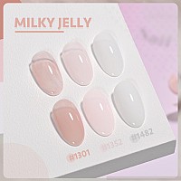 Gaoy Gel Nail Polish Kit 3 Colors 16Ml Jelly Pink Nude Milky White Sheer Soak Off Uv Gel Polish Set Milky Jelly