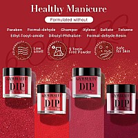 Azurebeauty Dip Powder Nail Kit4 Colors Glitter Red Burgundy Rose Berry Dipping Powder System Liquid Set Recycling Tray With Ba