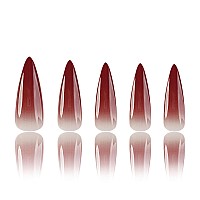 Sinhot Stiletto Press On Nails Extra Long Fake Nails Red Gradient Acrylic Nails Almond Glossy Glue On Nails Stick On False Nails