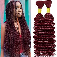 Deep Wave Bulk Human Hair For Braiding 99J Human Braiding Hair No Weft Deep Curly Braiding Hair Extensions 100 Human Hair Bulk