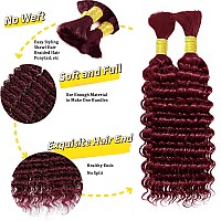 Deep Wave Bulk Human Hair For Braiding 99J Human Braiding Hair No Weft Deep Curly Braiding Hair Extensions 100 Human Hair Bulk