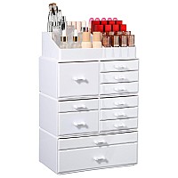 Cq Acrylic White Makeup Organizer Box With Drawers Easy Storage For Lipstick Brushes Eyeshadow Nail Polish Multifunction Acryl