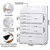 Cq Acrylic White Makeup Organizer Box With Drawers Easy Storage For Lipstick Brushes Eyeshadow Nail Polish Multifunction Acryl