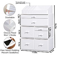 Cq Acrylic 4 Pack White Organizer Countertoplarge Beauty And Craft Organizers With Stackable Drawersideal For Desk And Dresser