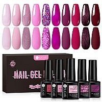 Ur Sugar Pink Red Gel Nail Polish Set 10 Colors Hot Pink Light Nude Pink Glitter Magenta Burgundy Red Dark Red Glitter Gel Poli