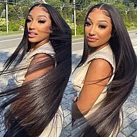 Smotoch 28 Inch Lace Front Wigs Human Hair 13X4 Straight Human Hair Lace Front Wigs Pre Plucked Glueless Hd Transparent Human