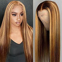 Smotoch Ombre Straight Lace Front Wigs Human Hair Pre Plucked Highlight 13X4 Hd Transparent Human Hair Lace Front Wigs 427 Hon