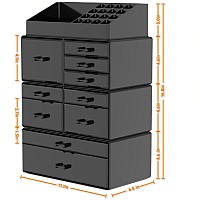 Cq Acrylic 4 Pack Black Stackable Cosmetic Organizer Countertoplarge Desk Storage And Organizador De Maquillaje For Vanityunde