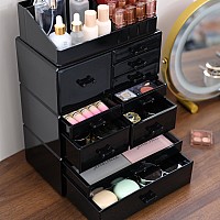 Cq Acrylic 4 Pack Black Stackable Cosmetic Organizer Countertoplarge Desk Storage And Organizador De Maquillaje For Vanityunde