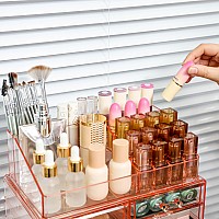 Cq Acrylic Hair Accessory Organizer Makeup Organizer With Drawers For Cosmetics Make Up Jewelry Big Pink Makeup Stand Bat