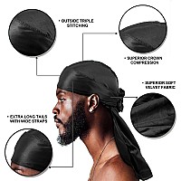 Leaduway 8Pcs Silky Durags Silk Durag For Men Women Superior Satin Wave Cap Durags Pack With Extra Long Tail And Wide Straps