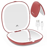 Wobsion Travel Mirror With Light Rechargeable 1X10X Compact Magnifying Mirror Dimmable Pocket Mirrorhandheld 2Side Mirror W