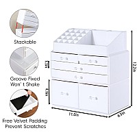 Cq Acrylic White Beauty Organizer For Vanity With Stackable 6 Drawers For Cosmeticsskincarelipstickseyeshadow Palettenail Ca