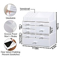 Cq Acrylic White Makeup Storage Organizer Drawers Skin Care X Large Cosmetic Display Cases Stackable Storage Box With 8 Drawers